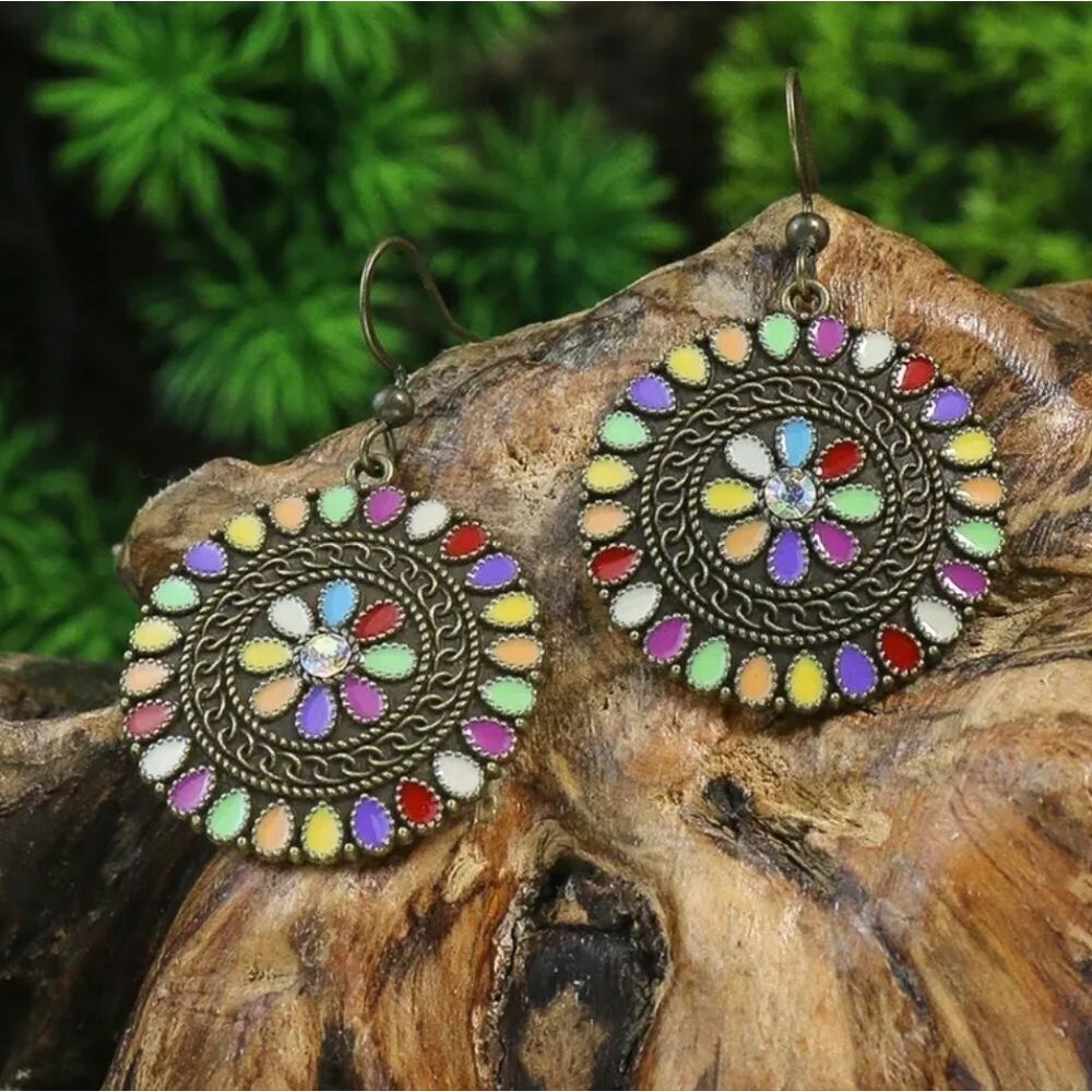 Mandala minimalist multicolor earrings